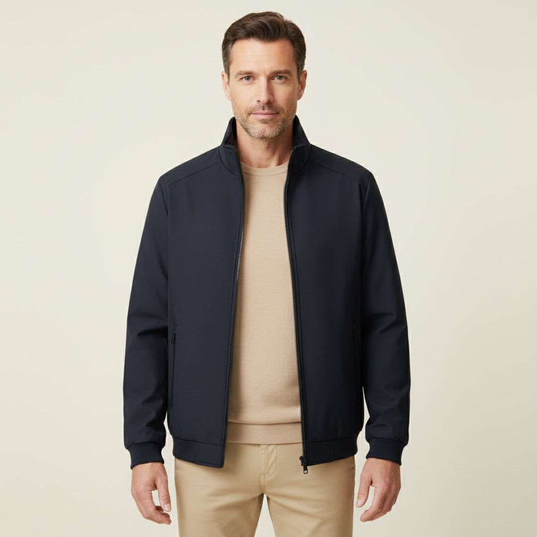 Men's Elegant Warm Lined Jacket | Fleece Bomber Collar Back
