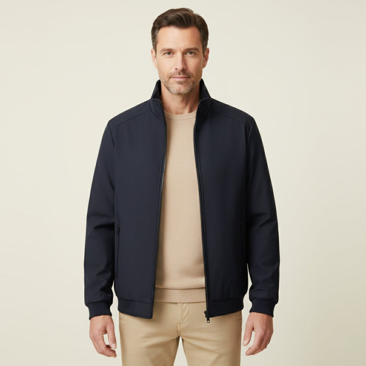 Men's Elegant Warm Lined Jacket | Fleece Bomber Collar Back