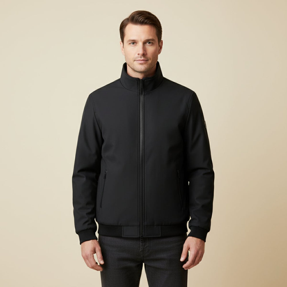 Men's Elegant Warm Lined Jacket | Fleece Bomber Collar Front