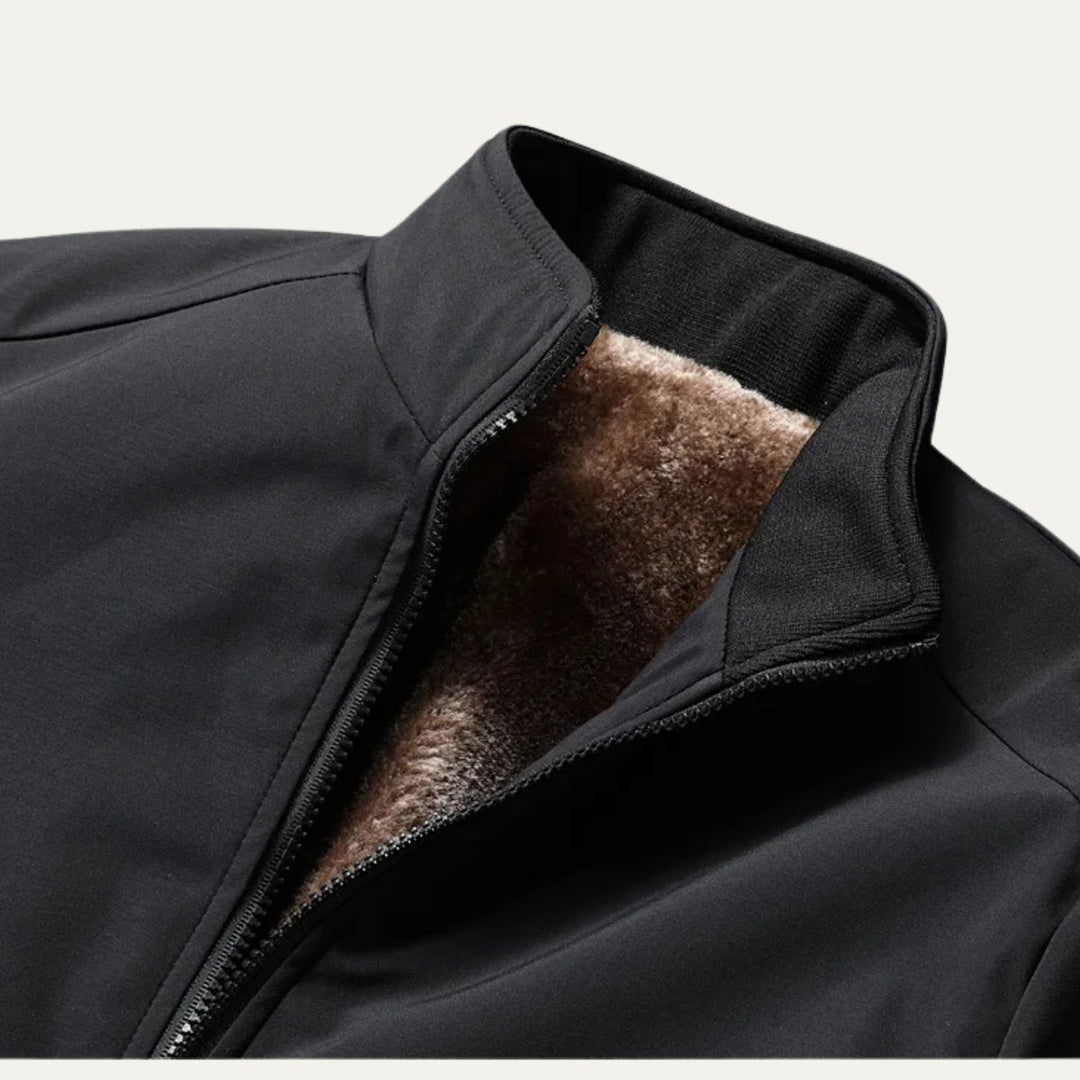 Men's Elegant Warm Lined Jacket | Fleece Bomber Collar View 11