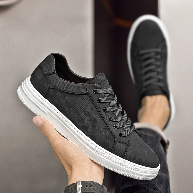 Men's Embossed Leather Sneakers | Casual Detail