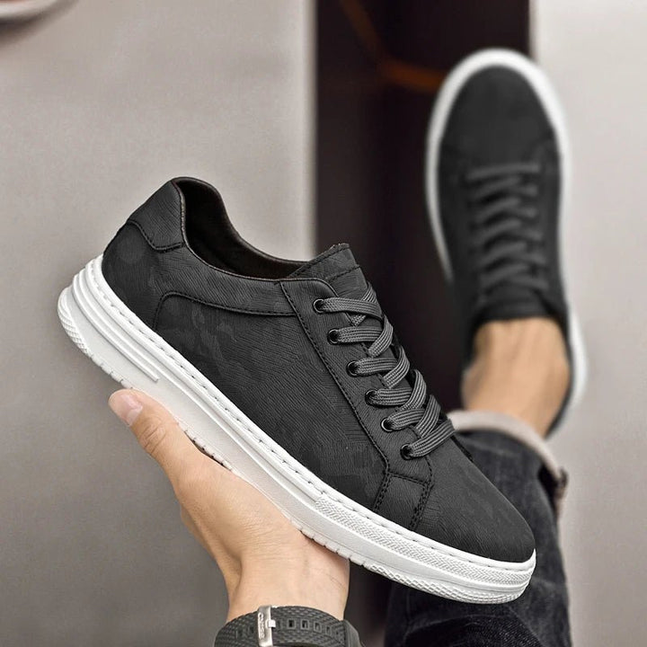 Men's Embossed Leather Sneakers | Casual Detail