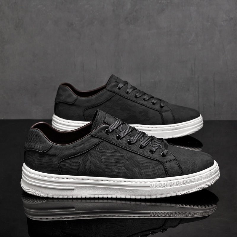 Men's Embossed Leather Sneakers | Casual Front