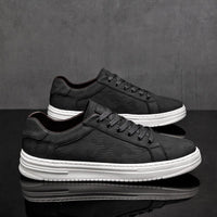 Men's Embossed Leather Sneakers | Casual Front