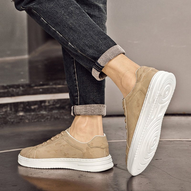 Men's Embossed Leather Sneakers | Casual Full