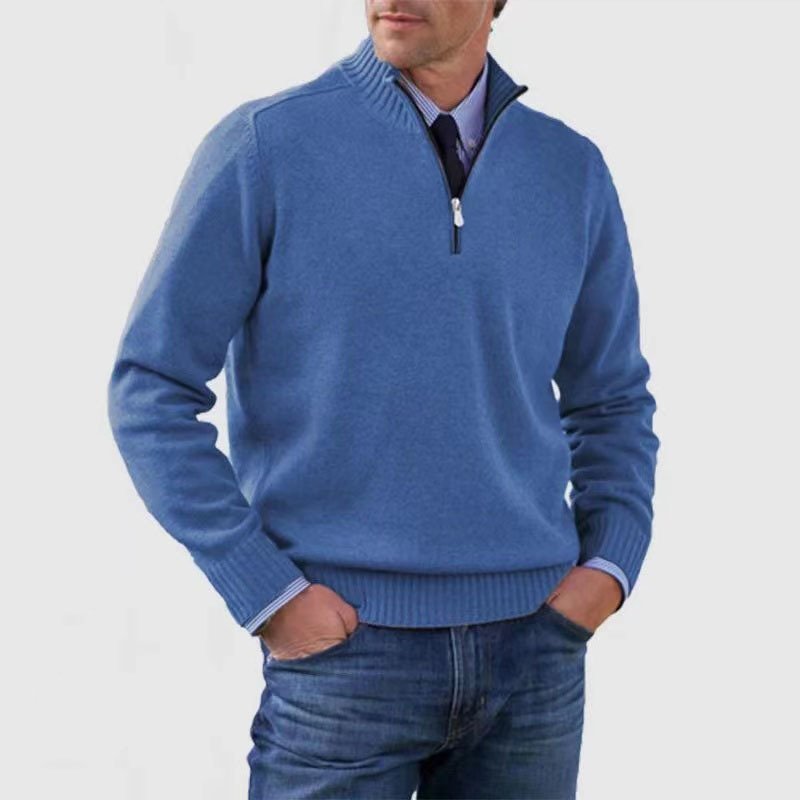 Men's Everyday Zip-Up Sweater | Quarter-Zip Mock Neck Fit Close Up