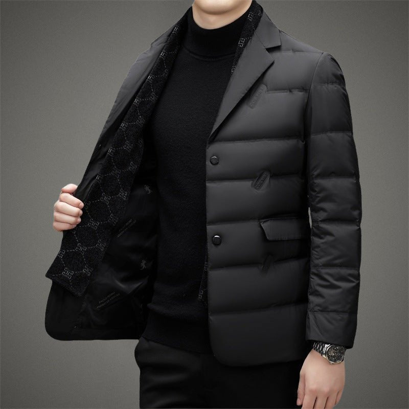 Men's Executive Down Jacket | Blazer Collar Duck Down Side