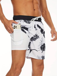 Men's Flamingo Print Beach Summer Swim Shorts Back