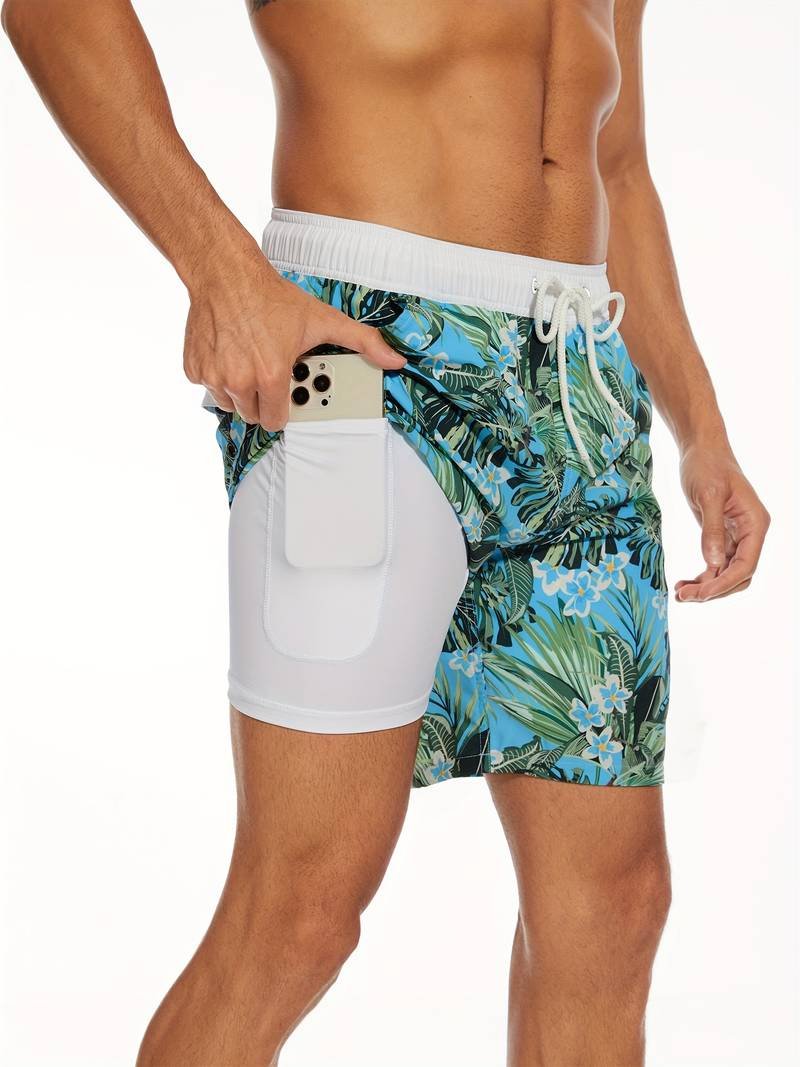 Men's Flamingo Print Beach Summer Swim Shorts Full