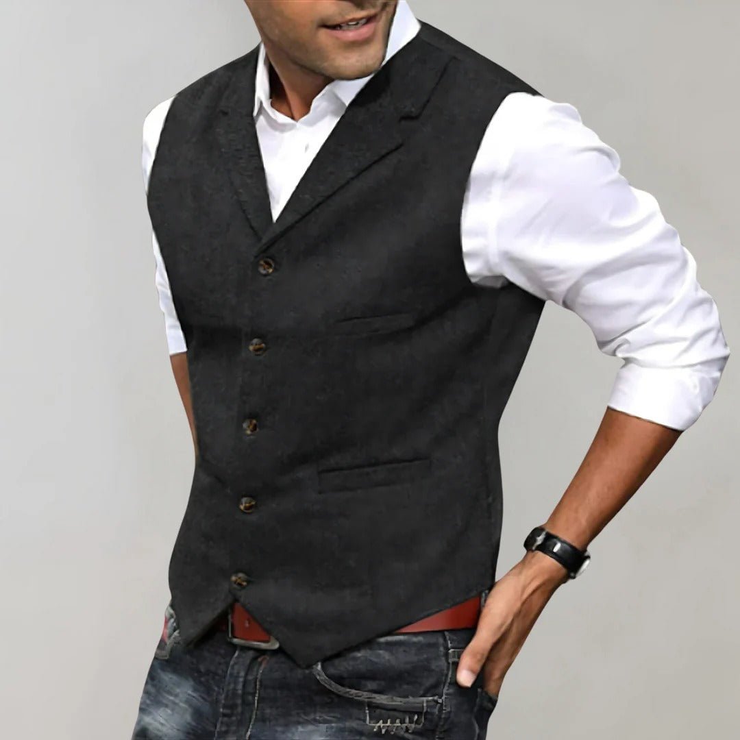 Men's Formal Herringbone Vest | Pattern Detail Back