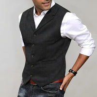 Men's Formal Herringbone Vest | Pattern Detail Back