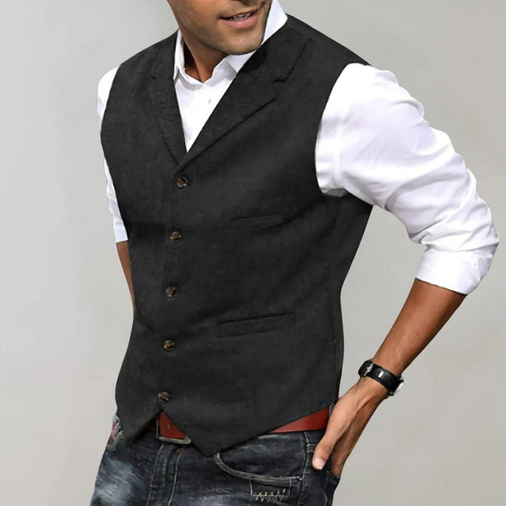 Men's Formal Herringbone Vest | Pattern Detail Back