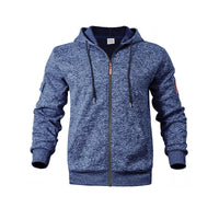 Men's Full Zip Hooded Jacket | Sleeve Pocket Outdoor Close Up