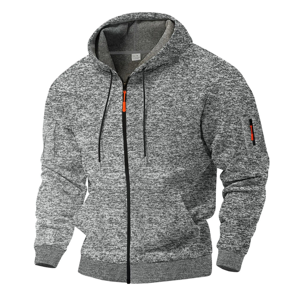 Men's Full Zip Hooded Jacket | Sleeve Pocket Outdoor Detail