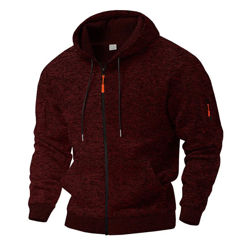 Men's Full Zip Hooded Jacket | Sleeve Pocket Outdoor Front