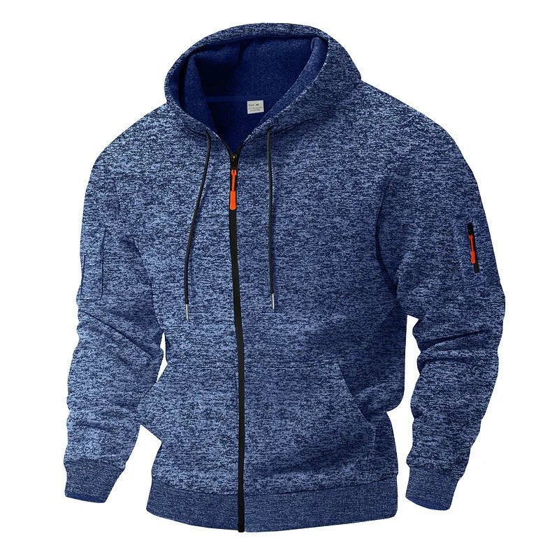 Men's Full Zip Hooded Jacket | Sleeve Pocket Outdoor Hero