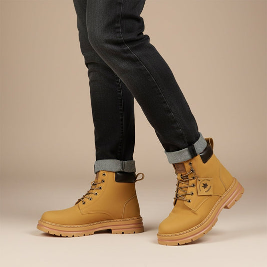 Men's Fur Lined Insulated Snow Boots | Chunky Lug Sole Front