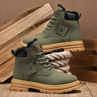 Men's Fur Lined Insulated Snow Boots | Chunky Lug Sole Full