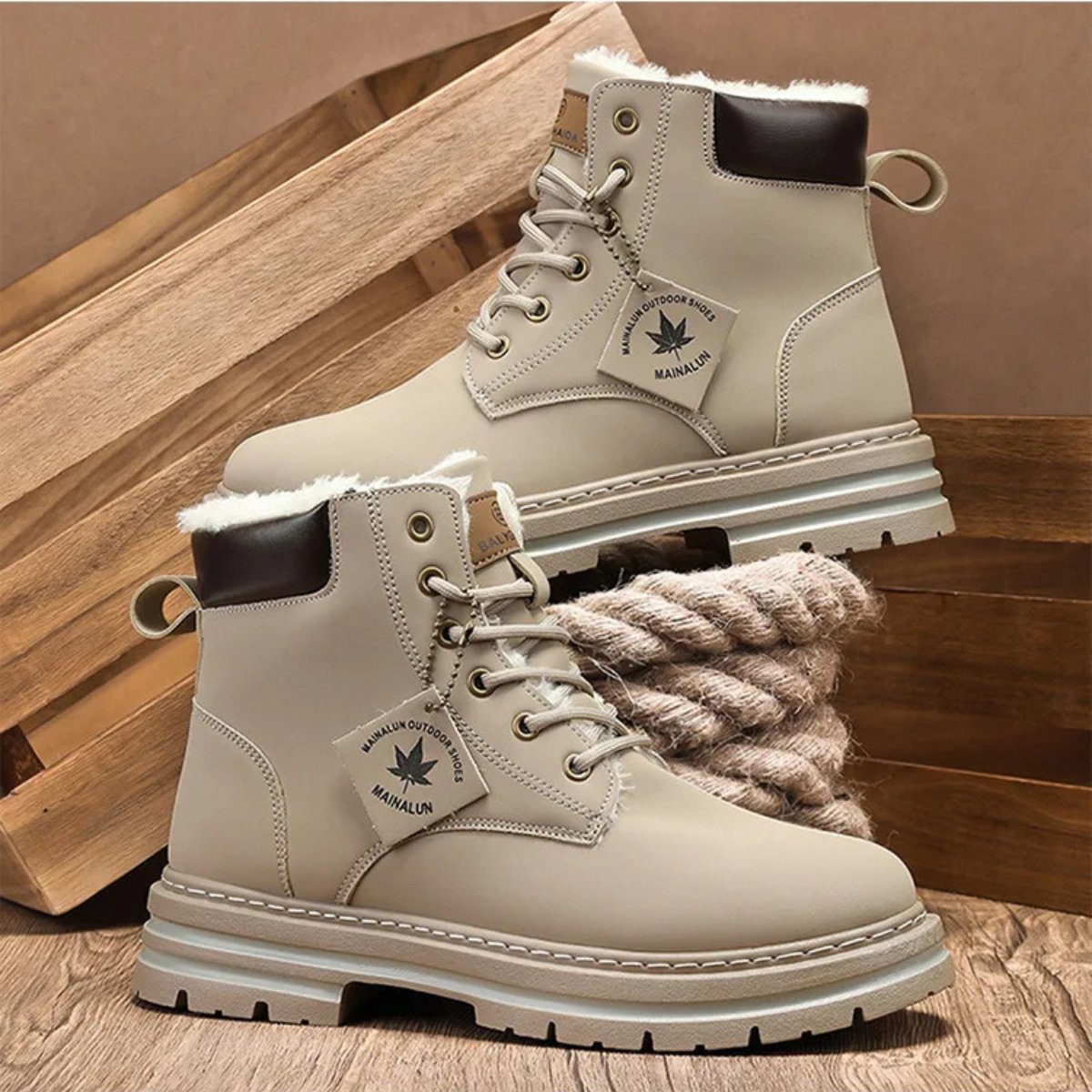 Men's Fur Lined Insulated Snow Boots | Chunky Lug Sole View 18