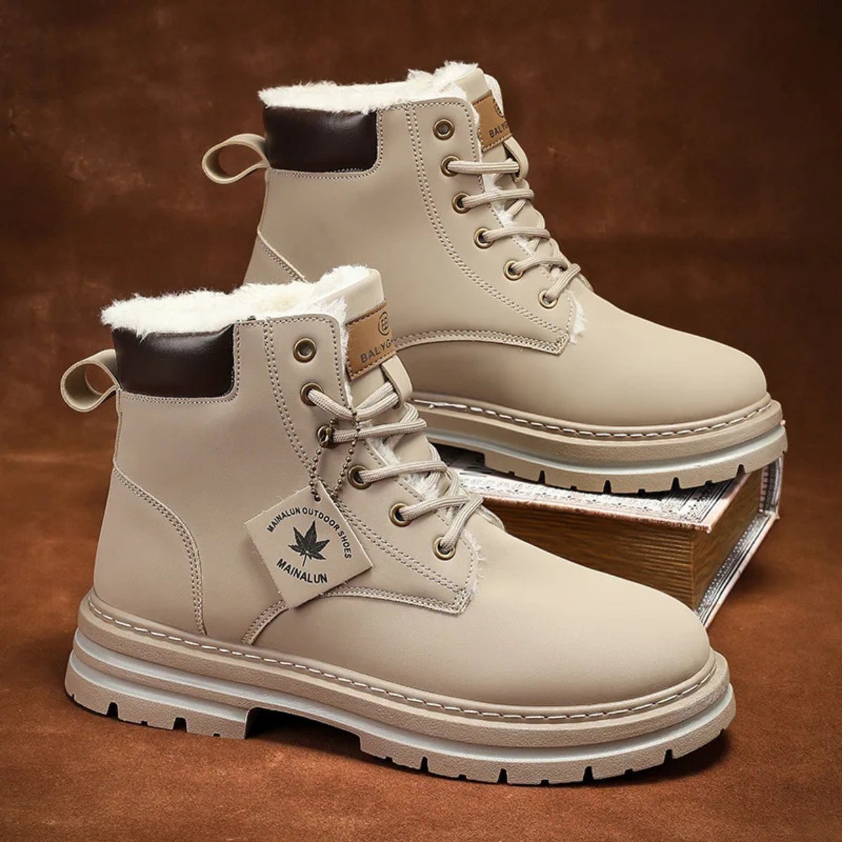 Men's Fur Lined Insulated Snow Boots | Chunky Lug Sole View 19