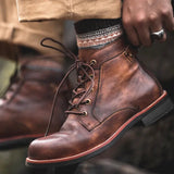 Men's Genuine Leather Ankle Boots | Classic Lace-Up