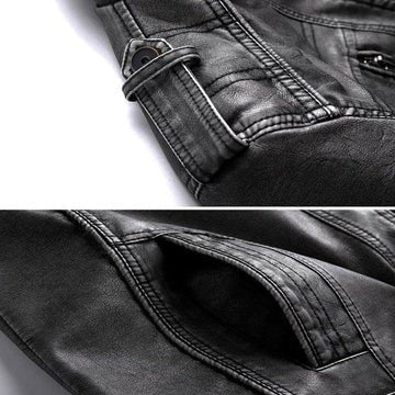 Men's Genuine Leather Jacket | Chest Pocket Classic Fit Detail