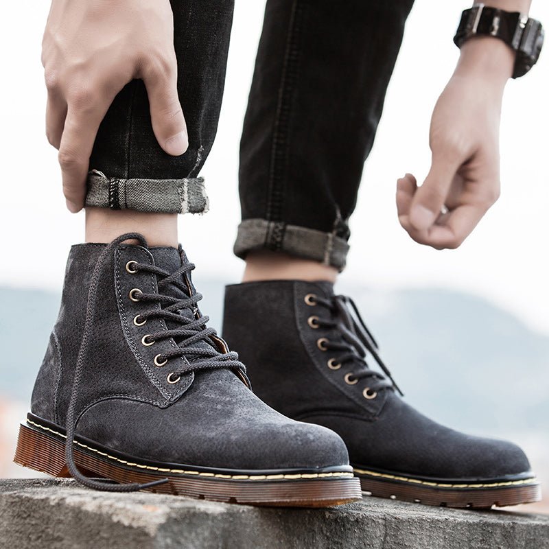 Men's Genuine Suede Boots | Lug Sole Ankle Angle