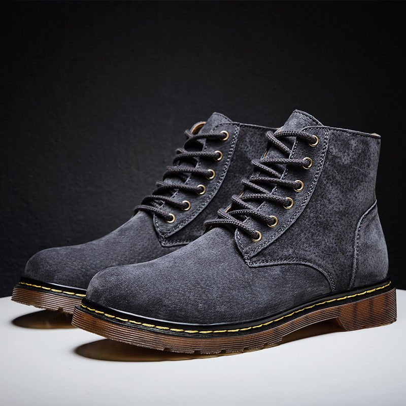 Men's Genuine Suede Boots | Lug Sole Ankle Close Up