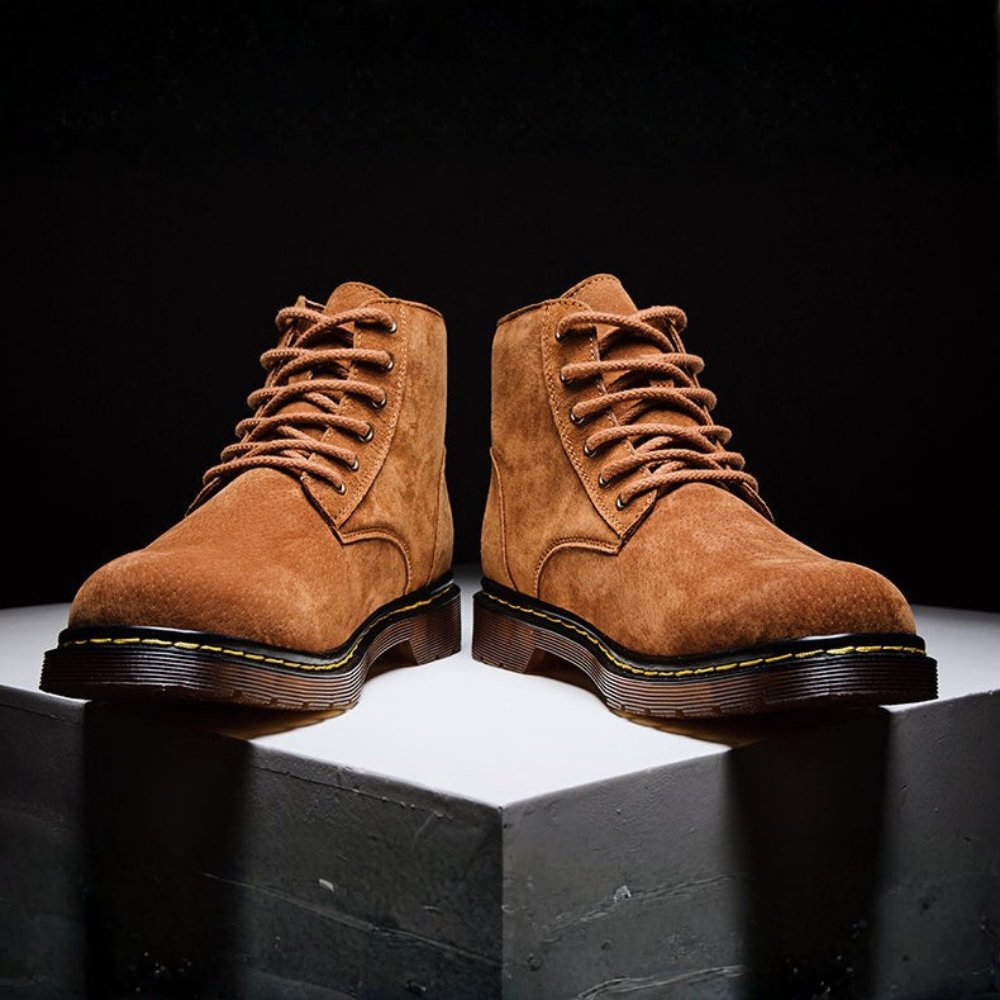 Men's Genuine Suede Boots | Lug Sole Ankle Detail