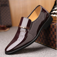 Men's Glossy Patent Leather Loafers Angle