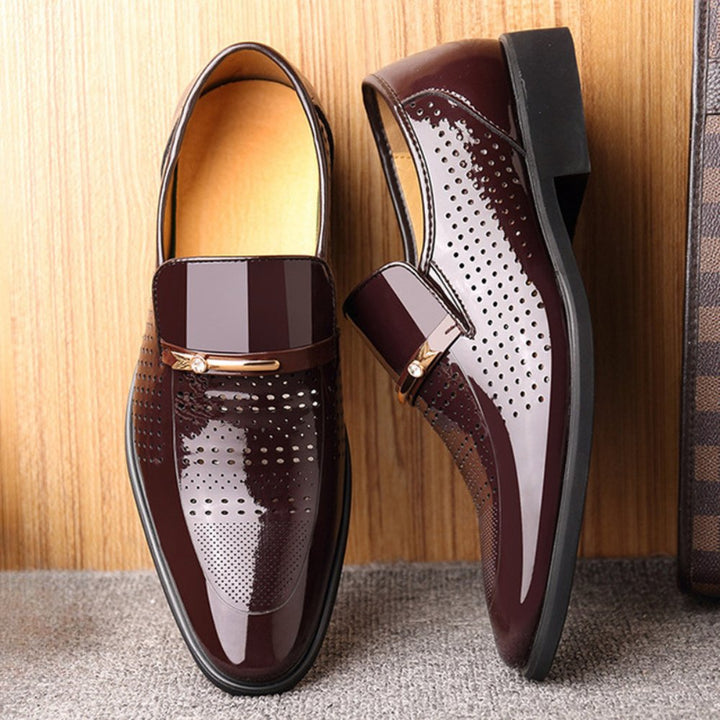 Men's Glossy Patent Leather Loafers Full