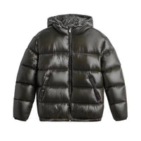 Men's Glossy Quilted Puffer Jacket | Hooded Winter Lifestyle