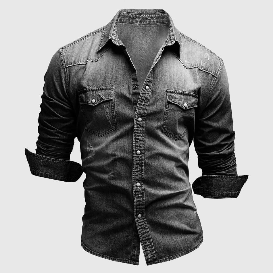 Men's Gradient Denim Shirt | Slim Fit Detail