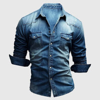 Men's Gradient Denim Shirt | Slim Fit Front