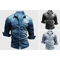 Men's Gradient Denim Shirt | Slim Fit Side