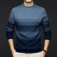 Men's Gradient Stripe Wool Sweater | Round Neck Relaxed Fit Hero