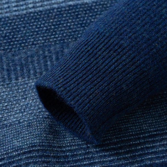 Men's Gradient Stripe Wool Sweater | Round Neck Relaxed Fit View 11