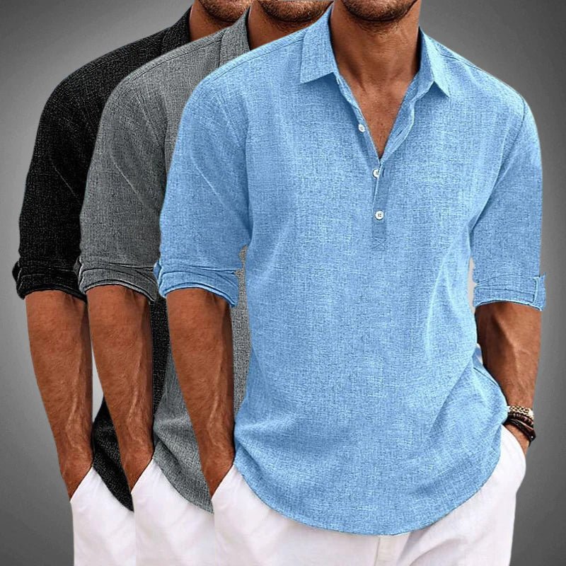 Men's Half-Button Harbor Shirt | Linen Cotton Back