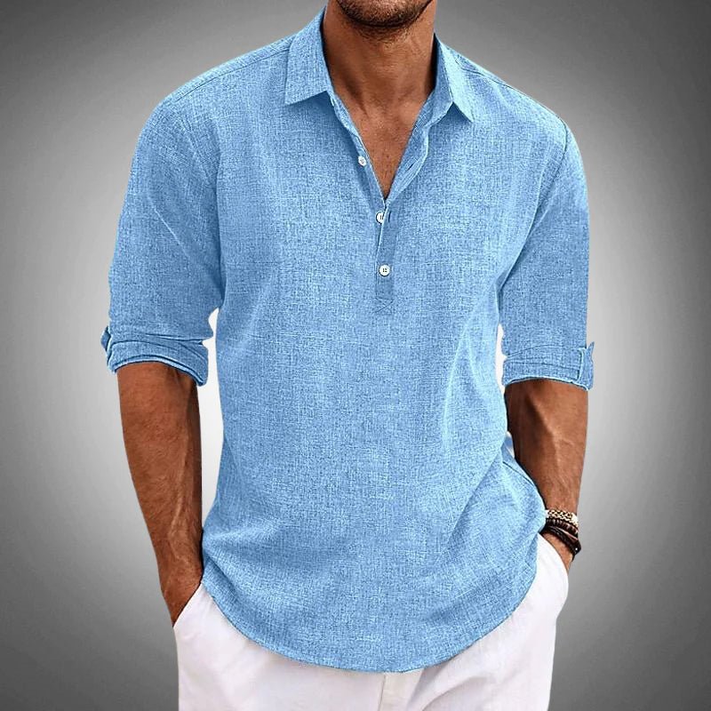 Men's Half-Button Harbor Shirt | Linen Cotton Hero