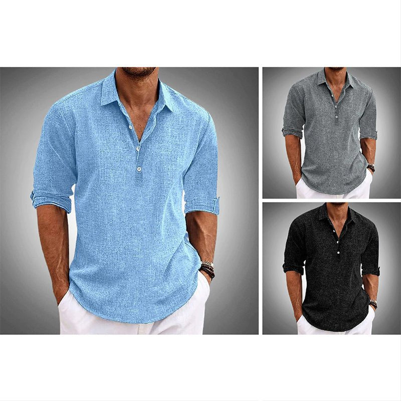 Men's Half-Button Harbor Shirt | Linen Cotton Side