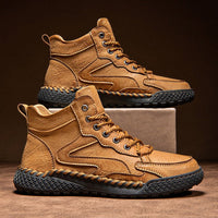 Men's Hand-Stitched Leather Trail Sneakers | Casual Outdoor Front