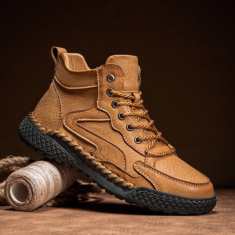 Men's Hand-Stitched Leather Trail Sneakers | Casual Outdoor Hero