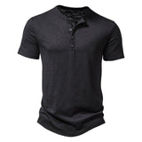 Men's Henley Short Sleeve T-Shirt | Button Placket Casual