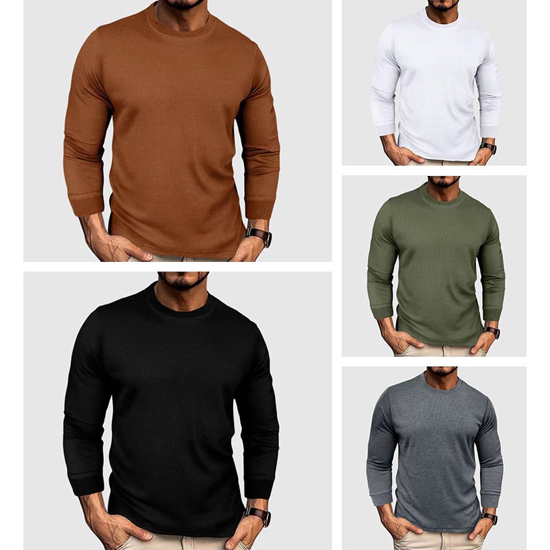 Men's High Collar Knit Shirt | Crew Neck Close Up