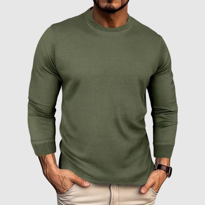 Men's High Collar Knit Shirt | Crew Neck Detail