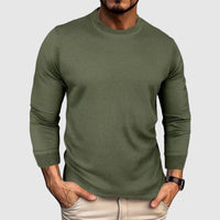 Men's High Collar Knit Shirt | Crew Neck Detail
