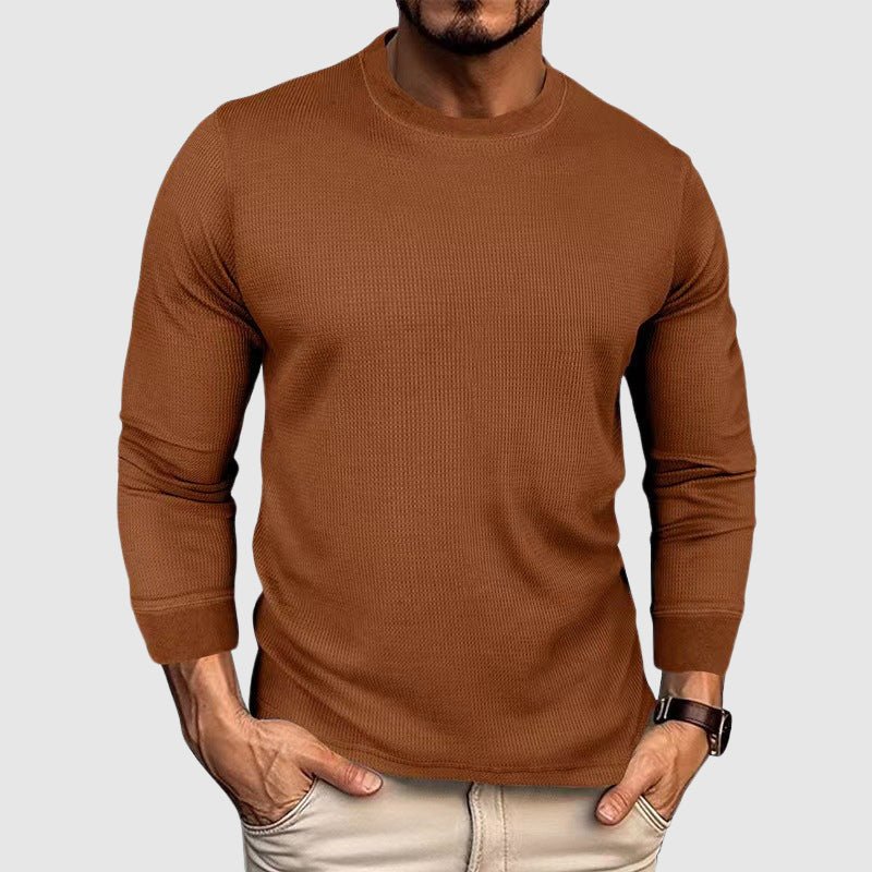 Men's High Collar Knit Shirt | Crew Neck Side