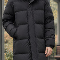 Men's Hooded Puffer Coat | Ankle-Length Quilted Warmth Front