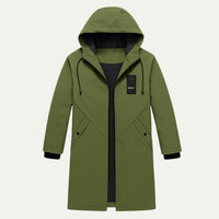Men's Hooded Windproof Long Rain Jacket | Waterproof Diagonal Pocket Hero