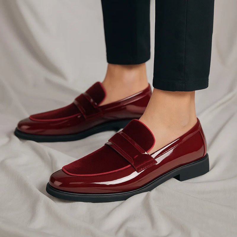Men's Italian Penny Loafers | Velvet Suede Detail Close Up